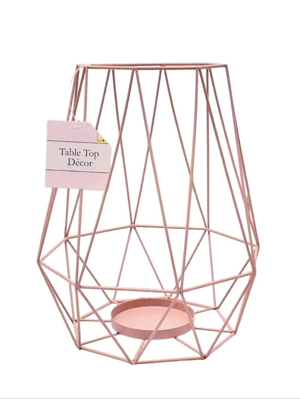 NWT Wire Candle Holder 10" Tall Mauve Pink Geometric Table Top Decor Coquette